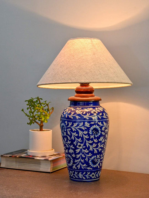 Blue Pottery Handiya Lamp (Without Lampshade)